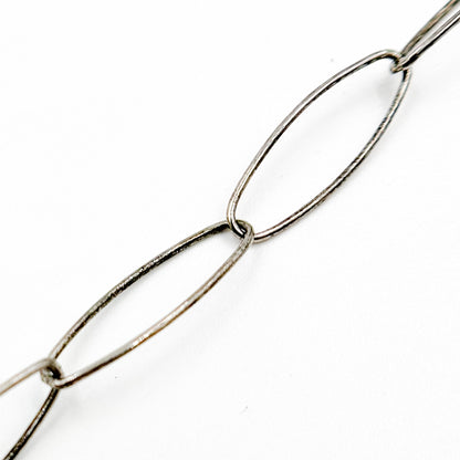 Oxidized Sterling Silver Smooth Marquis Shape Link Chain