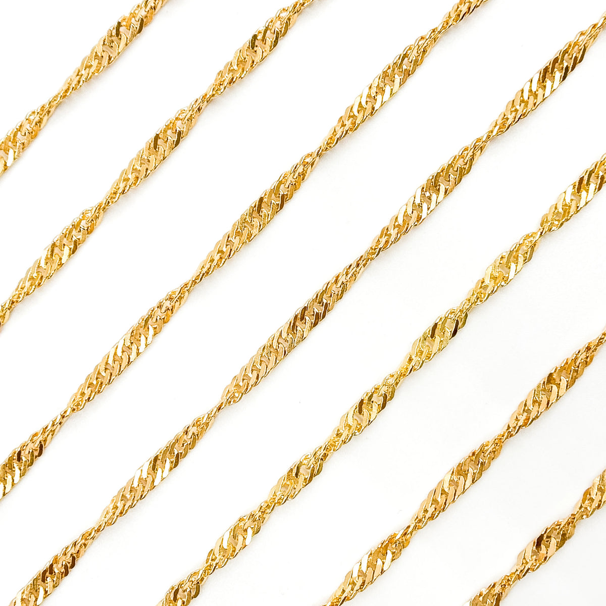 V319GF. 14K Gold Filled Twisted Singapore Unfinished Chain
