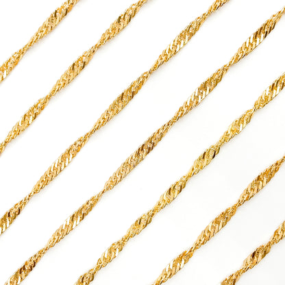 V319GF. 14K Gold Filled Twisted Singapore Unfinished Chain