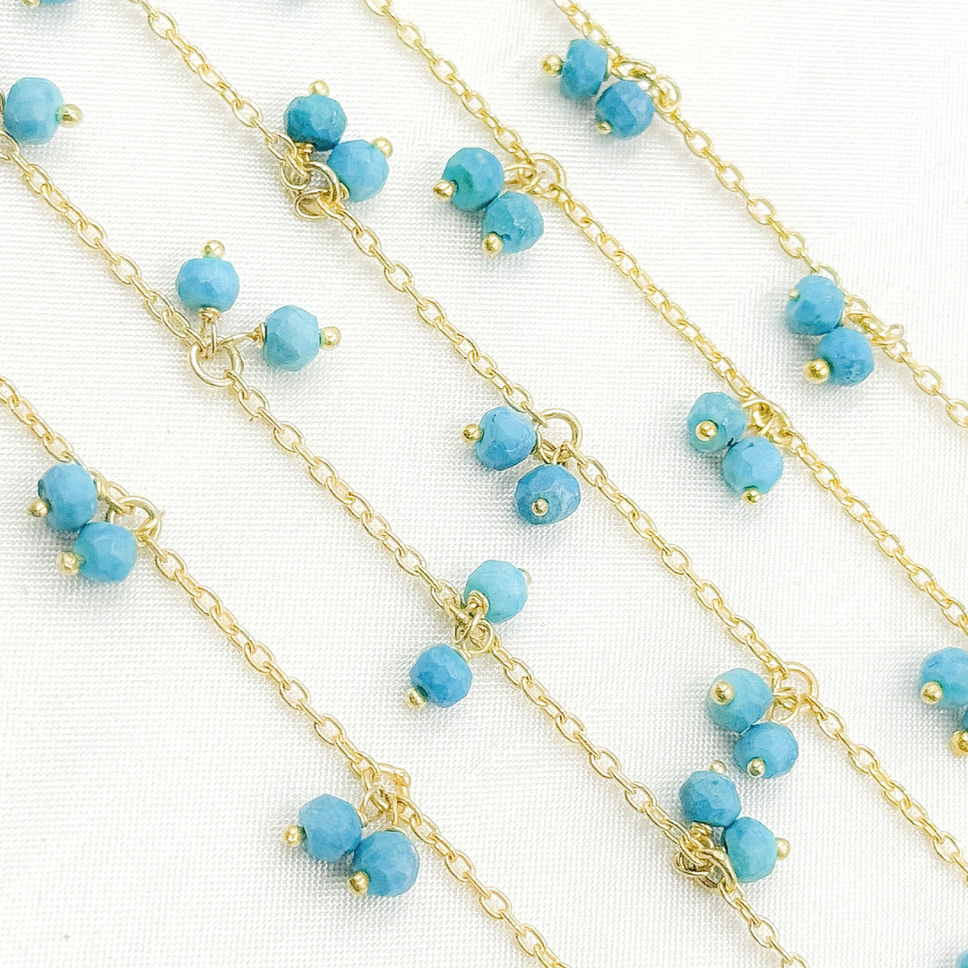 Turquoise Dangle Gold Plated Wire Chain. TRQ5