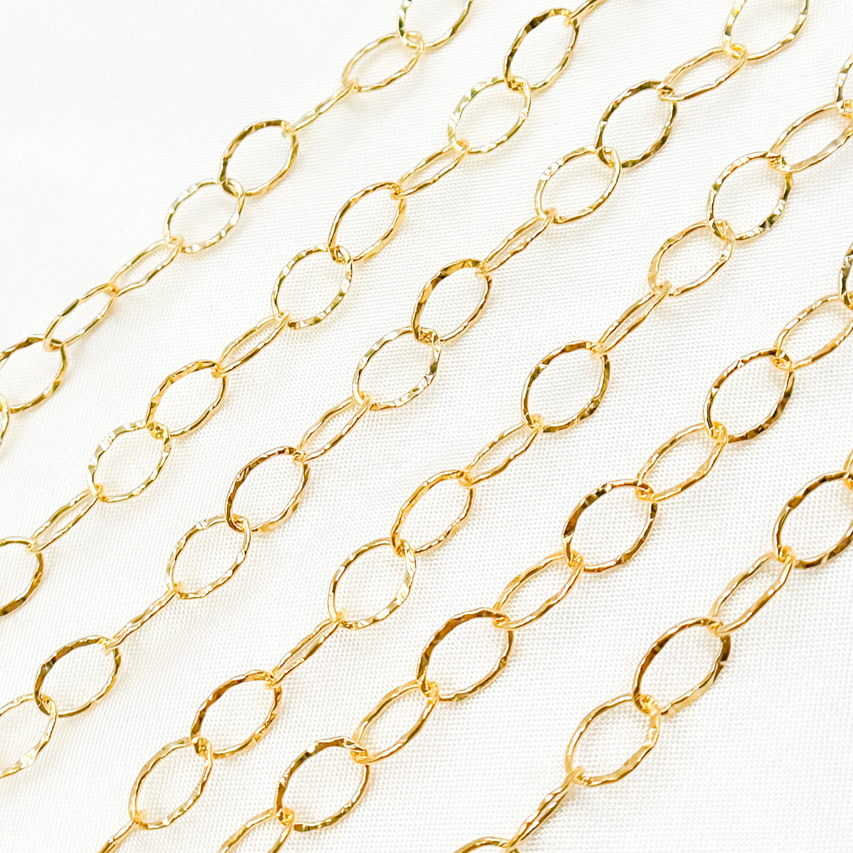  14K Gold Filled Hammered Oval Link Chain