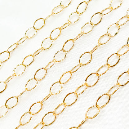  14K Gold Filled Hammered Oval Link Chain