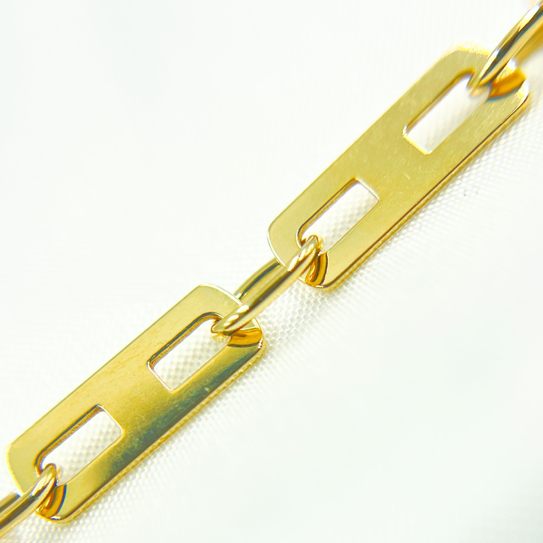 501295G. 14k Solid Yellow Gold Mirror Flat Rectangle Link Chain