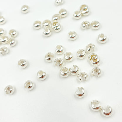 5004840CC. White Sterling Silver Crimp Cover. Size: 4mm. Sold by Package of 50 or 100 Pcs.