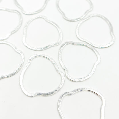 White Sterling Silver Brushed Uneven Connector