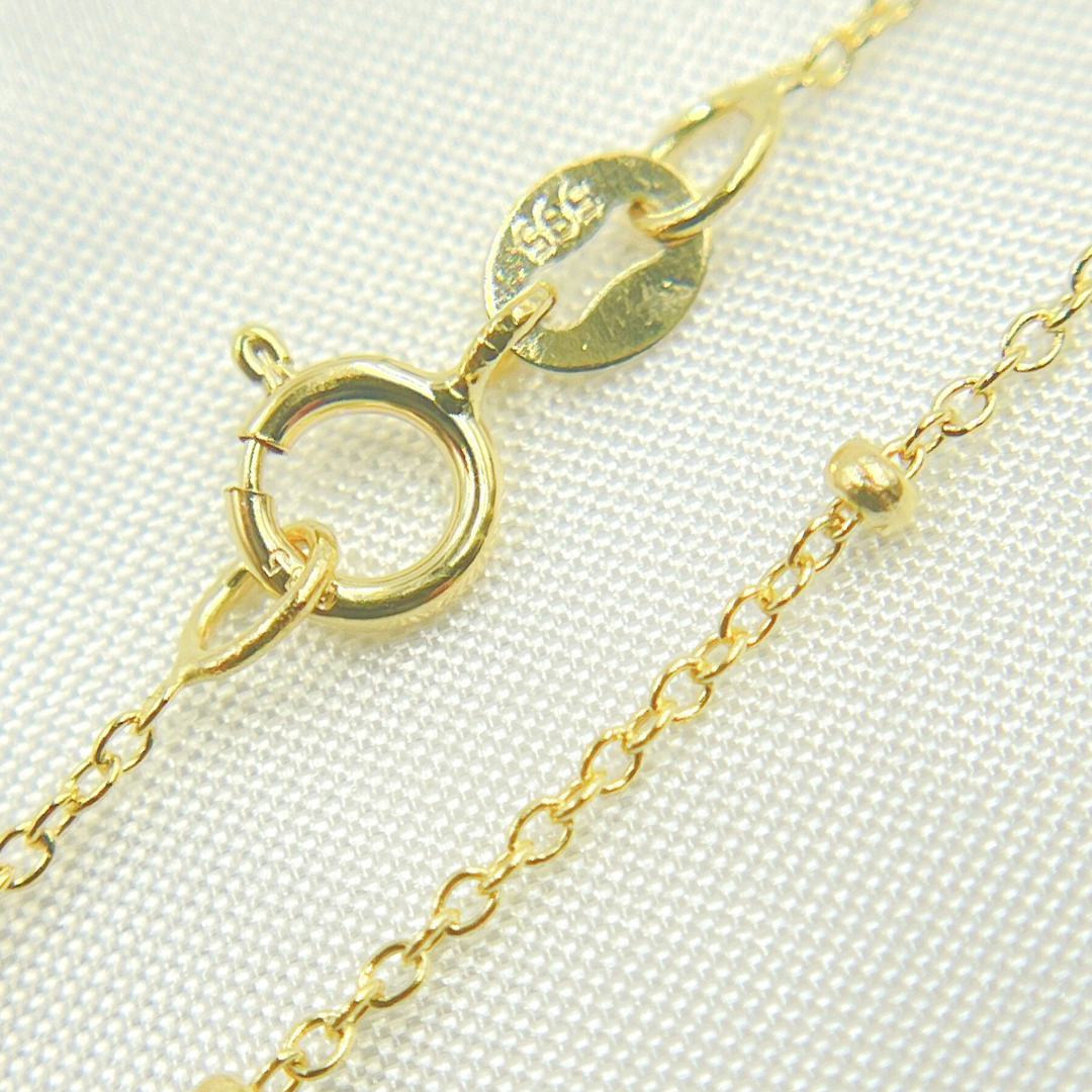 025R03S4. 14k Solid Yellow Gold Satellite Bead Chain