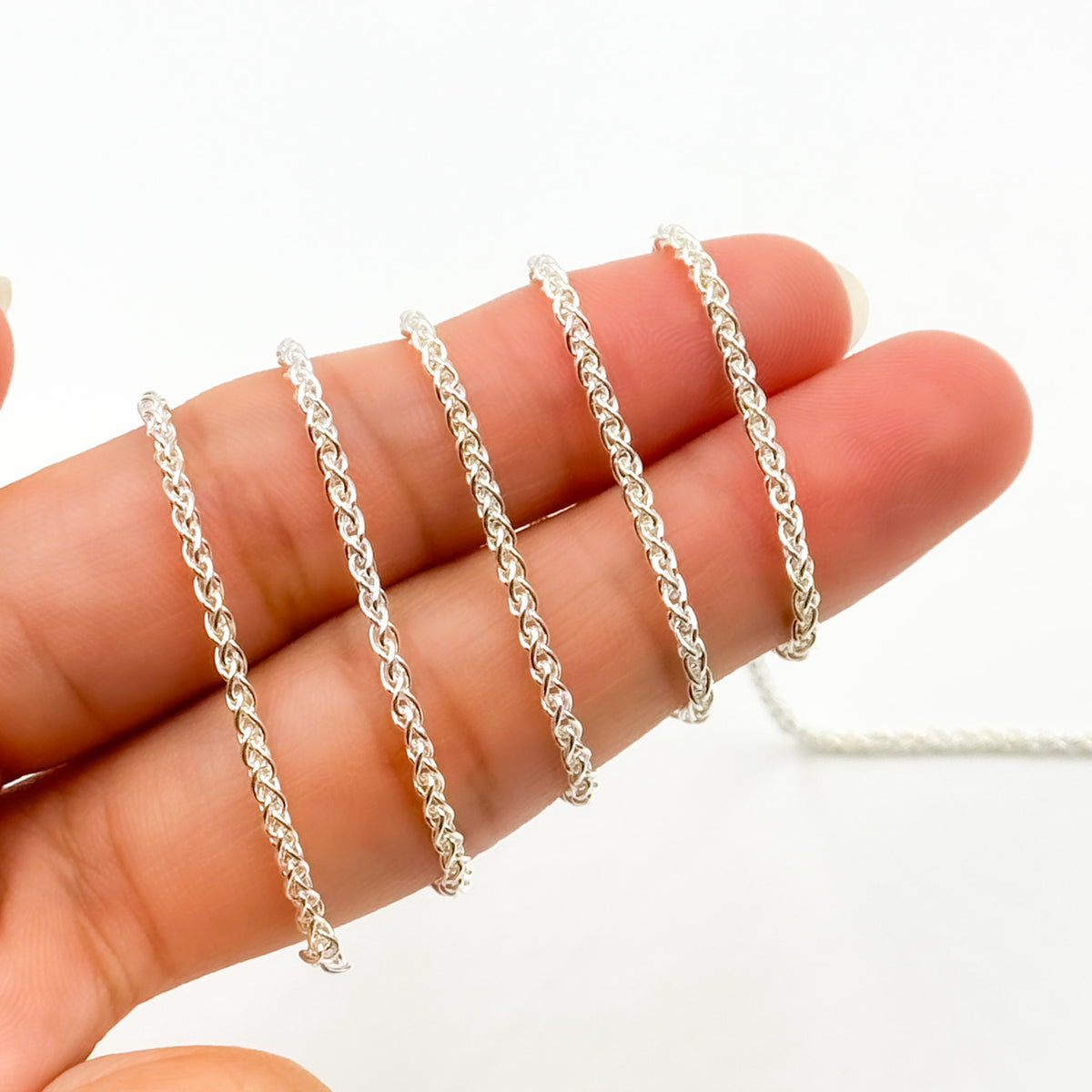 472SS. 925 Sterling Silver Wheat Chain