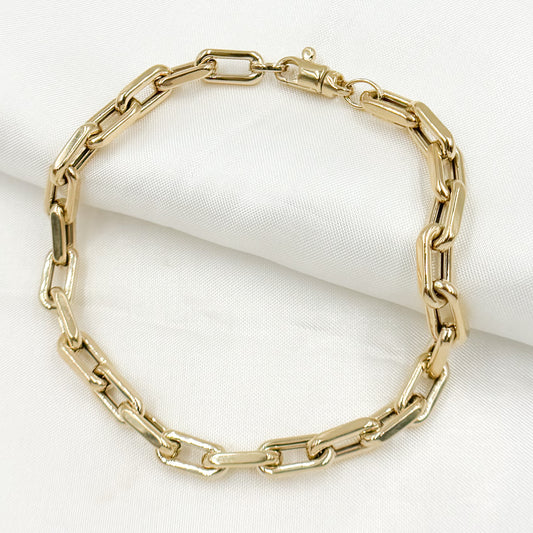 14K Solid Hollow Gold Smooth Paperclip Chain