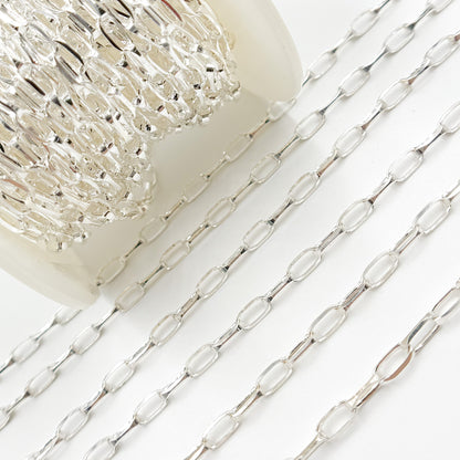 Sterling Silver Diamond Cut Oval Cable Chain