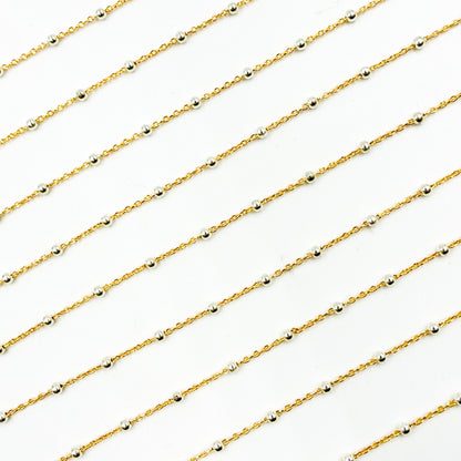 V288TT. Gold Filled with Sterling Silver Beads Satellite Chain
