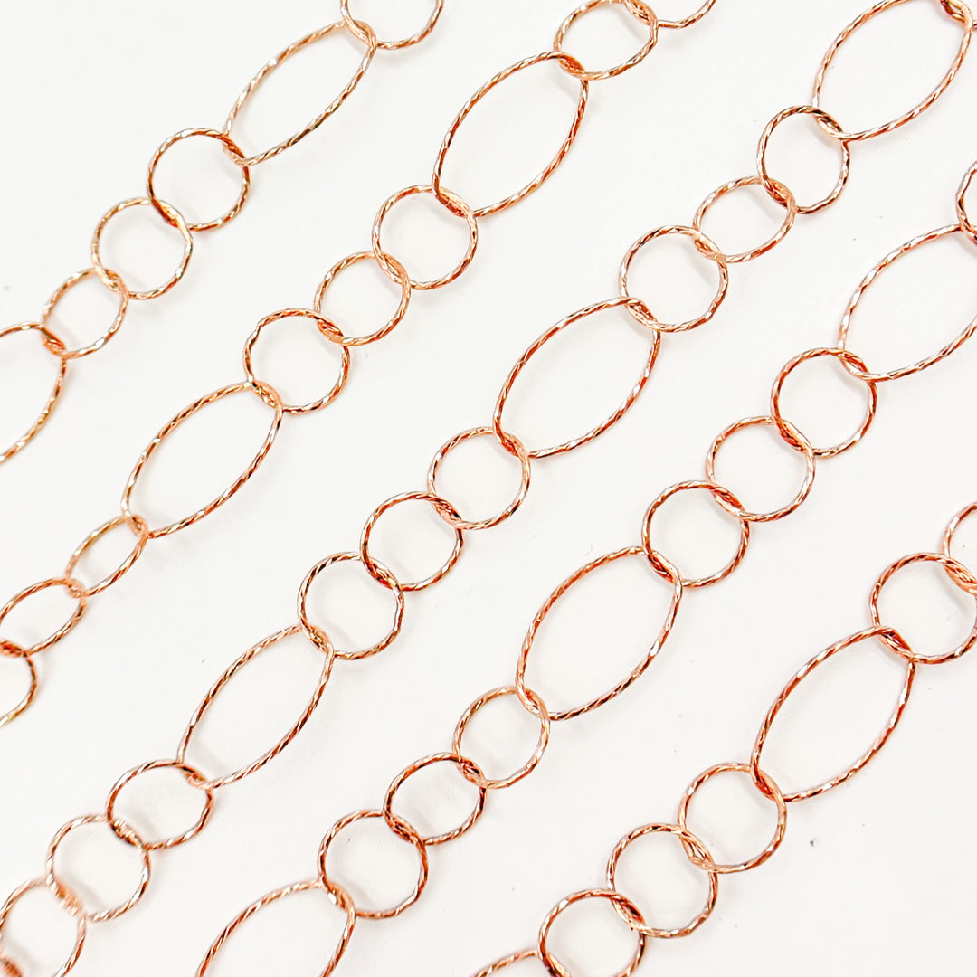 Y29RGP. Rose Gold Plated Silver Long and Short Link Chain