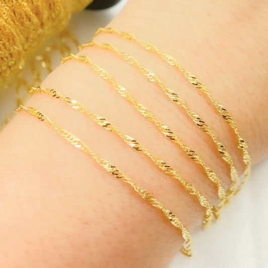 14k Solid Gold Singapore Chain
