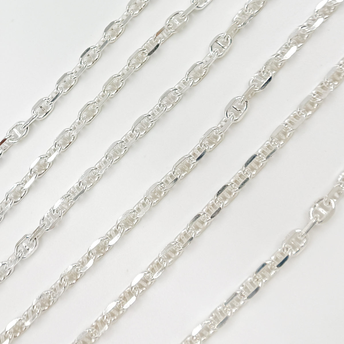Sterling Silver Diamond Cut Marina Chain