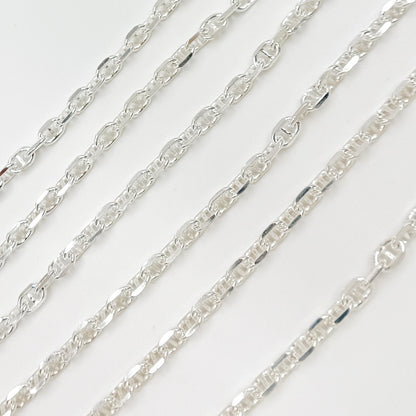 Sterling Silver Diamond Cut Marina Chain