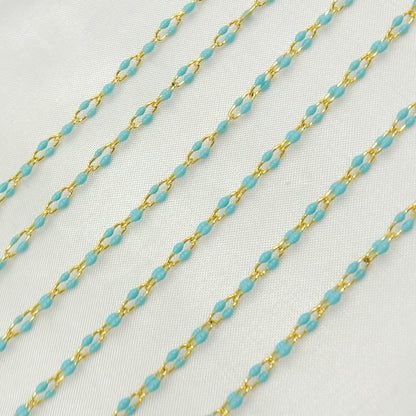 Gold Plated Enamel Sterling Silver Turquoise Enamel Chain