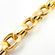 568/A140. 14K Solid Gold Hollow Flat Cable Link Necklace