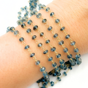 London Blue Topaz Gold Plated 925 Sterling Silver Wire Chain