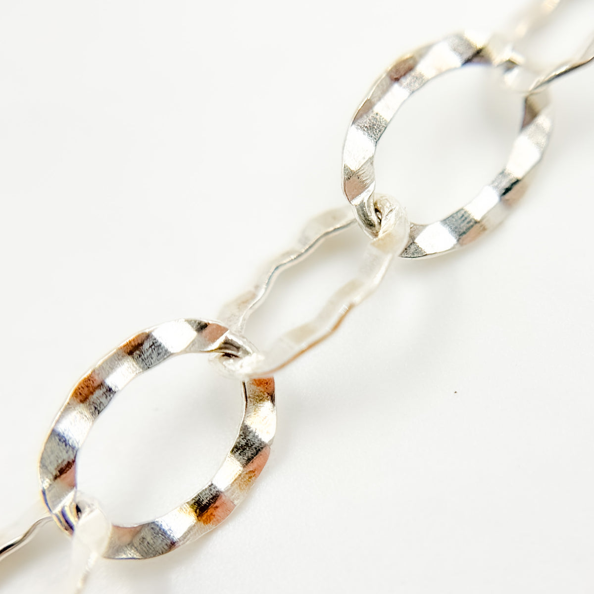 Sterling Silver Hammered Round Link Chain