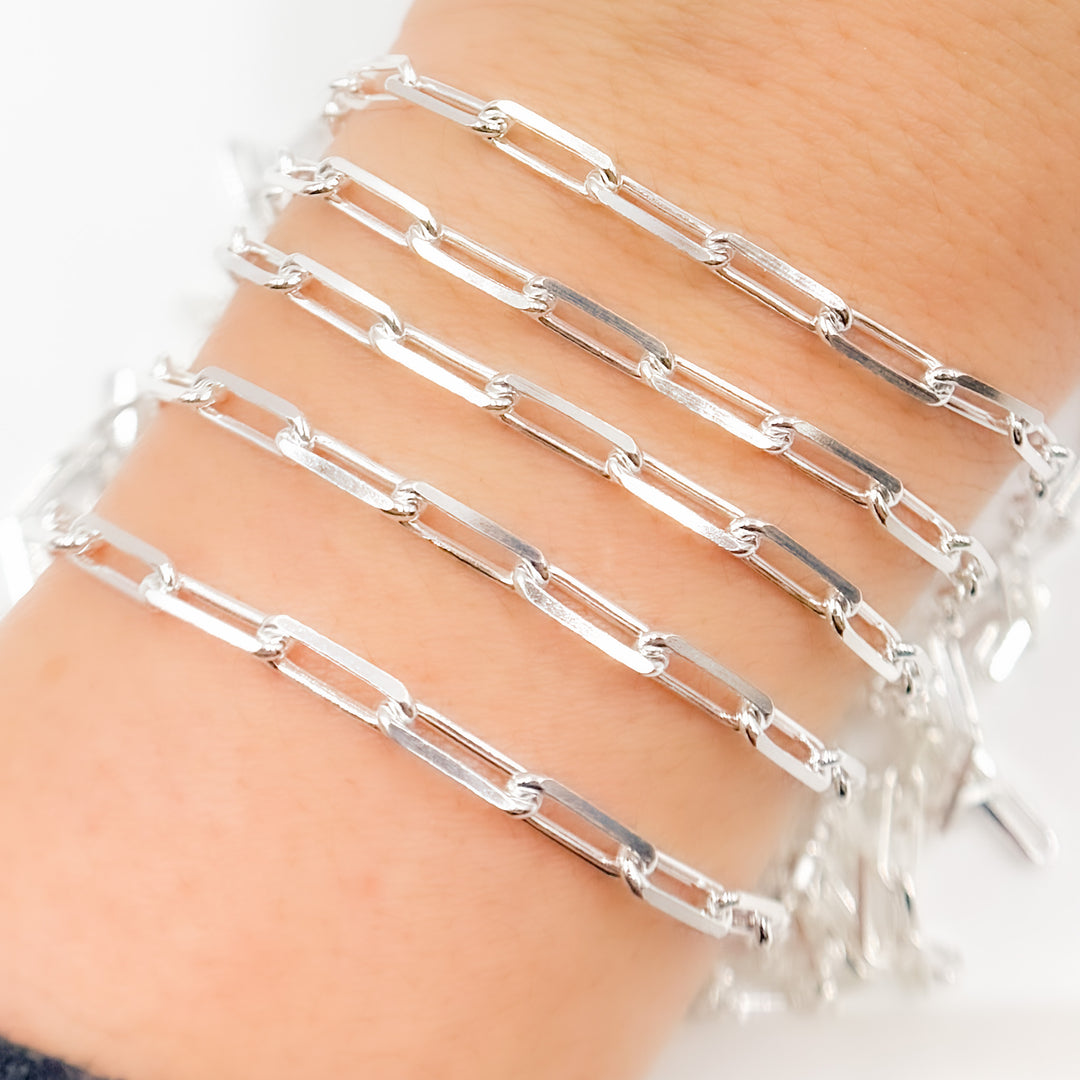 Sterling Silver Diamond Cut Paperclip Chain