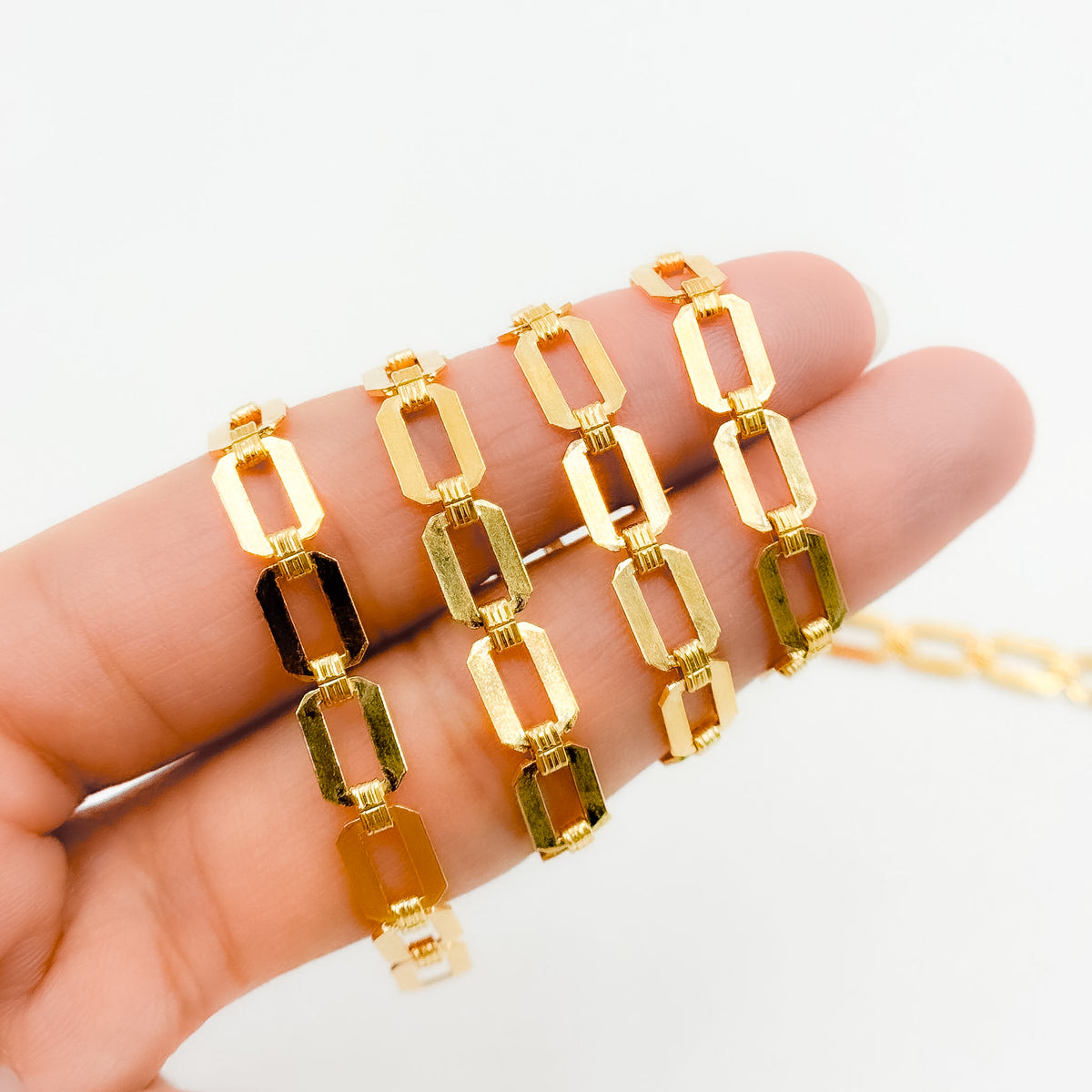 11SM60GF. 14K Gold-Filled Modern Rectangular Fancy Link Chain