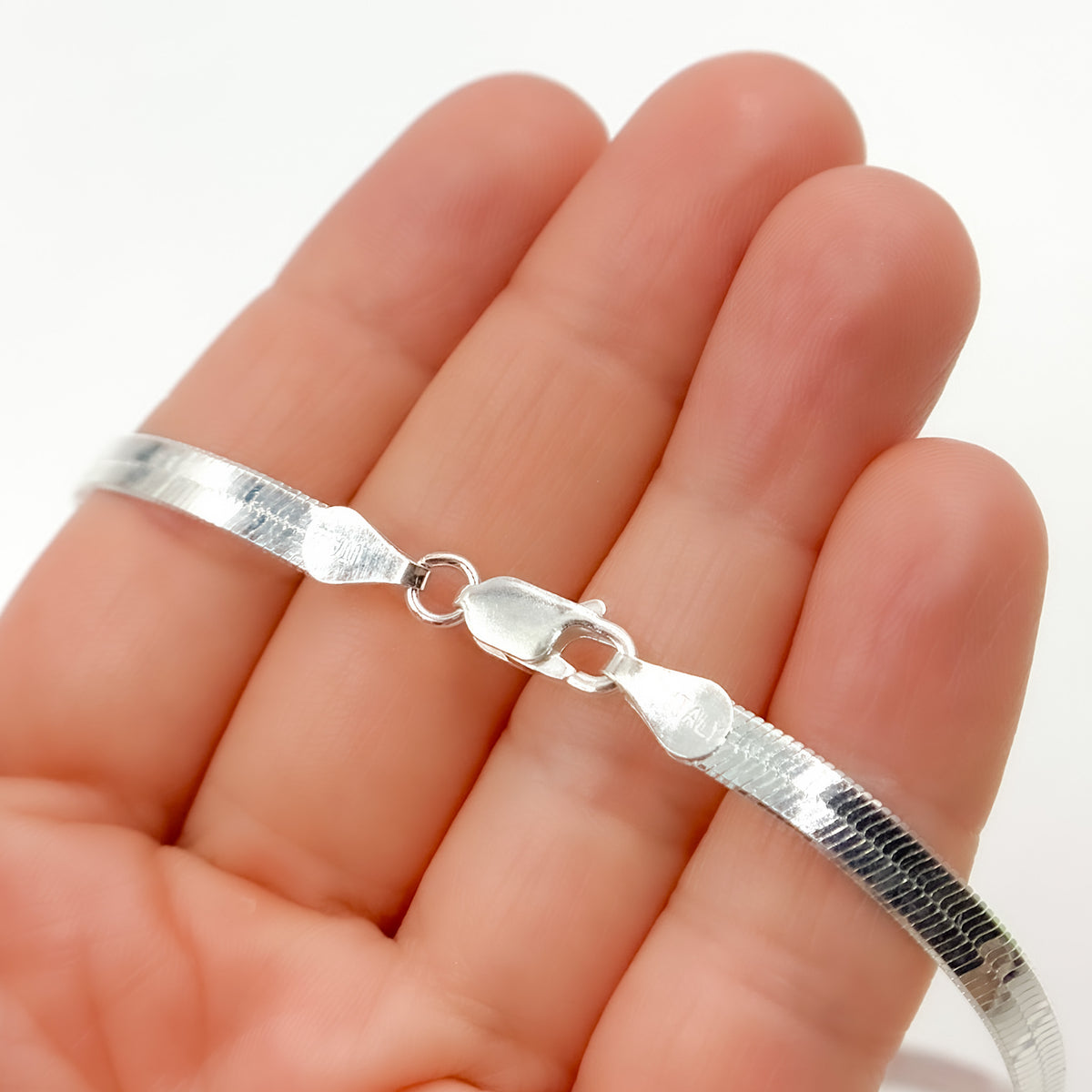 Sterling Silver 4.3mm Herringbone Necklace
