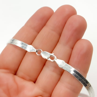 Sterling Silver 4.3mm Herringbone Necklace