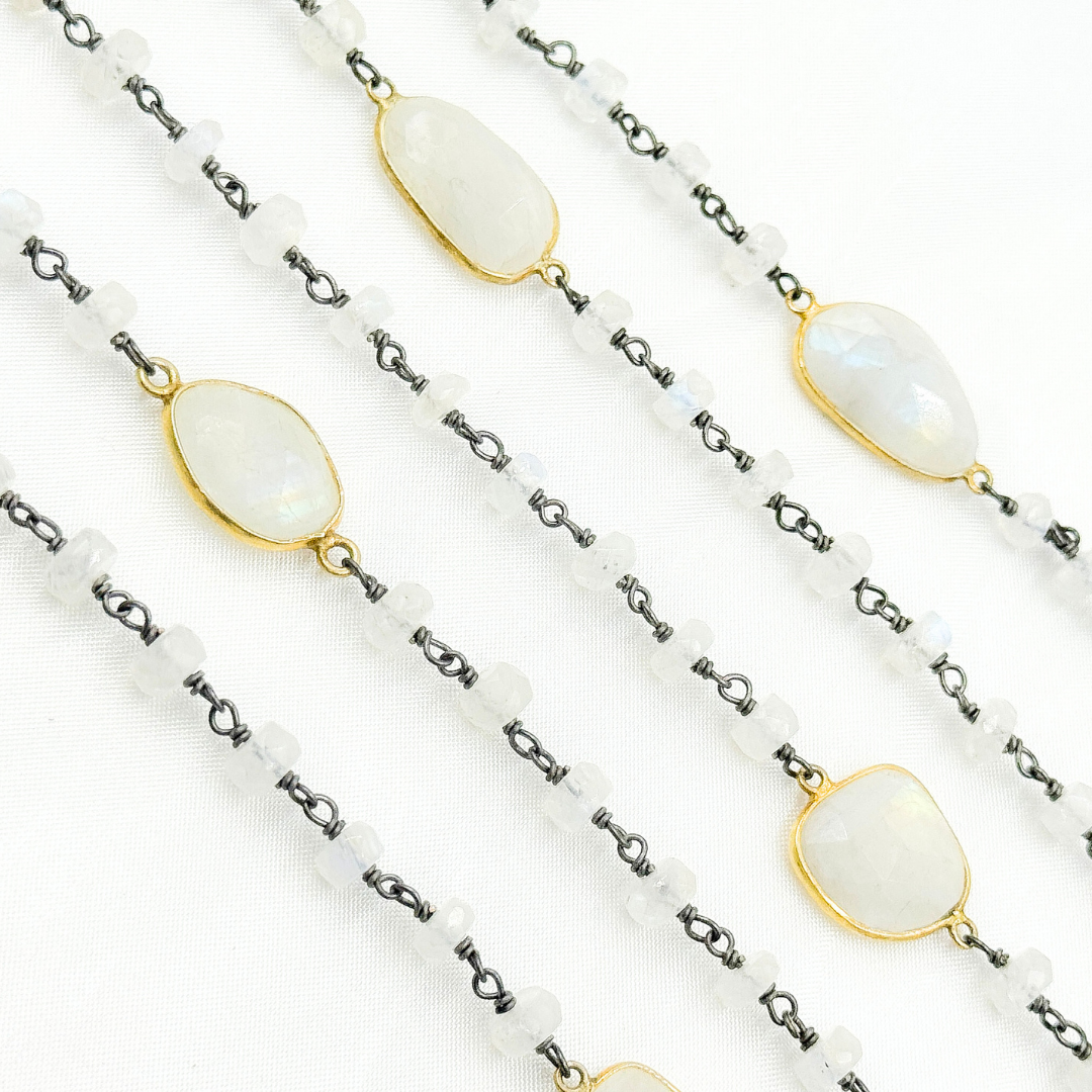 White Moonstone Oxidized Connected Wire Chain.