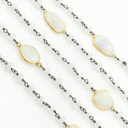 White Moonstone Oxidized Connected Wire Chain.