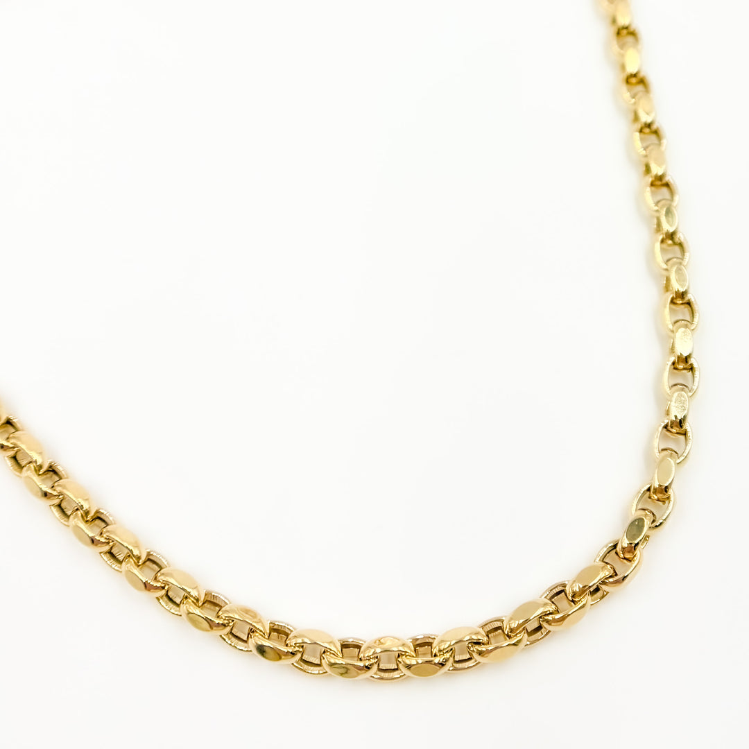 568/A136. 14K Solid Gold Hollow Cable Link Chain