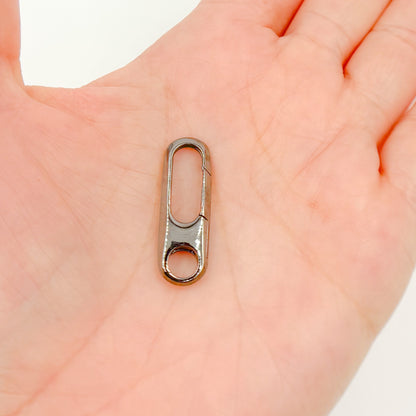 Black Rhodium Shiny Sterling Silver Oval Clasp