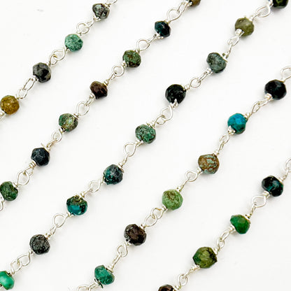 Chrysocolla Sterling Silver Wire Chain