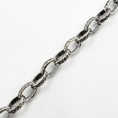 Oxidized Sterling Silver Textured Oval Link Chain