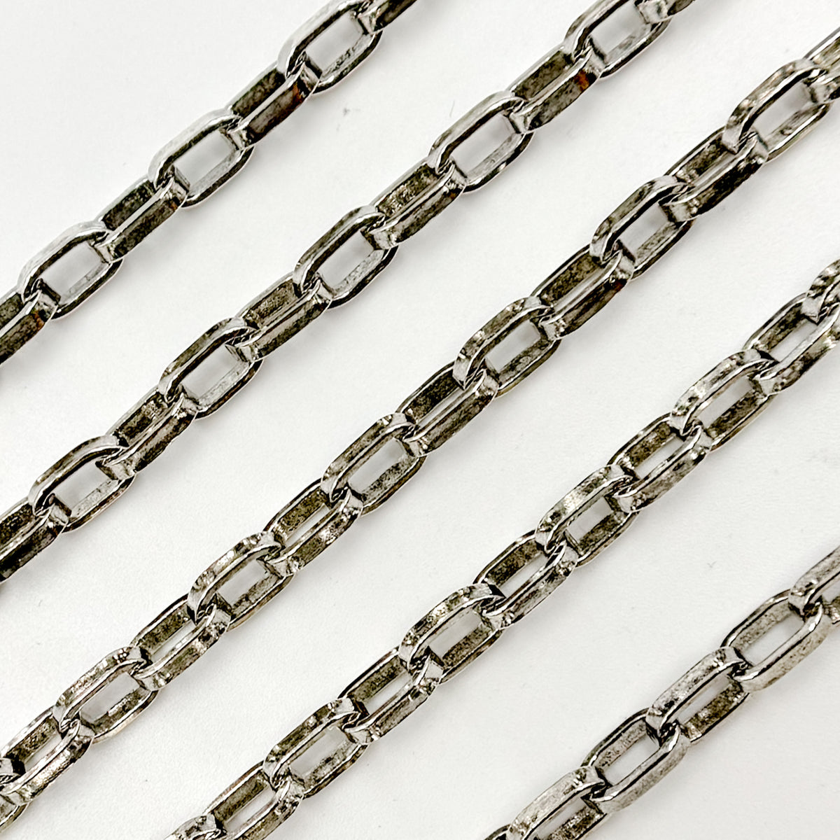 Oxidized Sterling Silver Flat Oval Link Chain