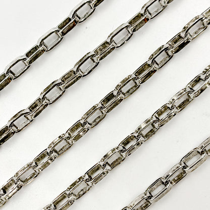 Oxidized Sterling Silver Flat Oval Link Chain
