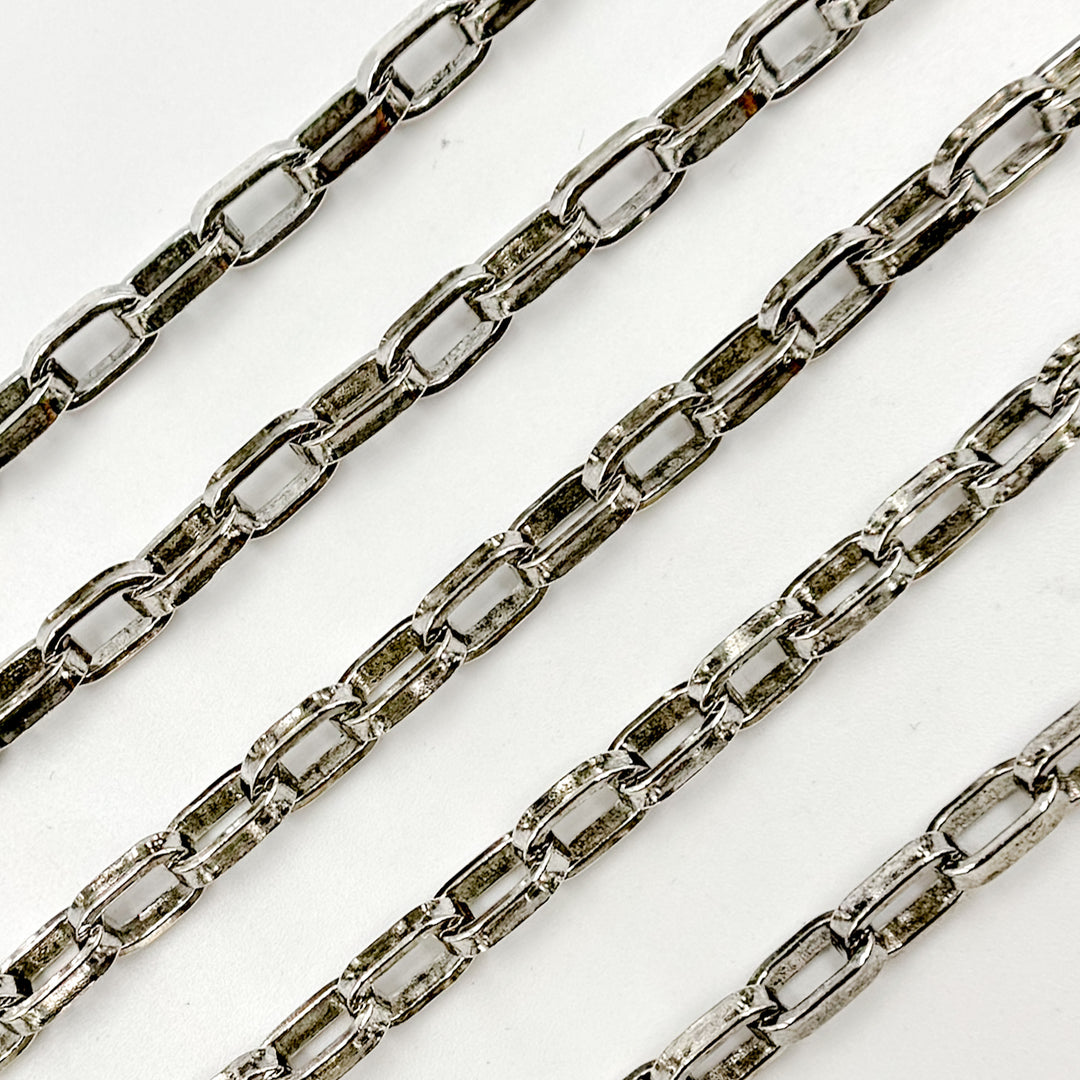 Oxidized Sterling Silver Flat Oval Link Chain