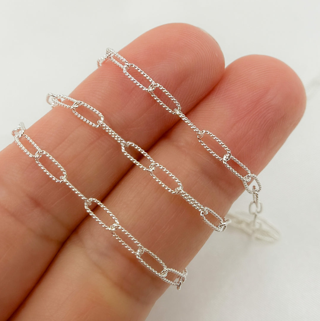 2505TWSS. Sterling Silver Hammered Paperclip Chain
