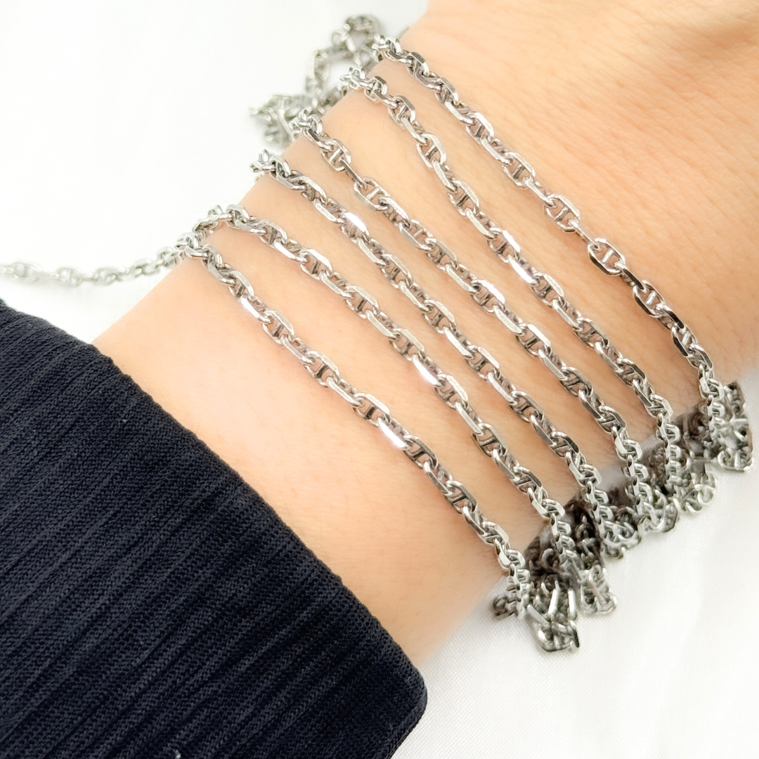 Oxidized Sterling Silver Diamond Cut Marina Chain