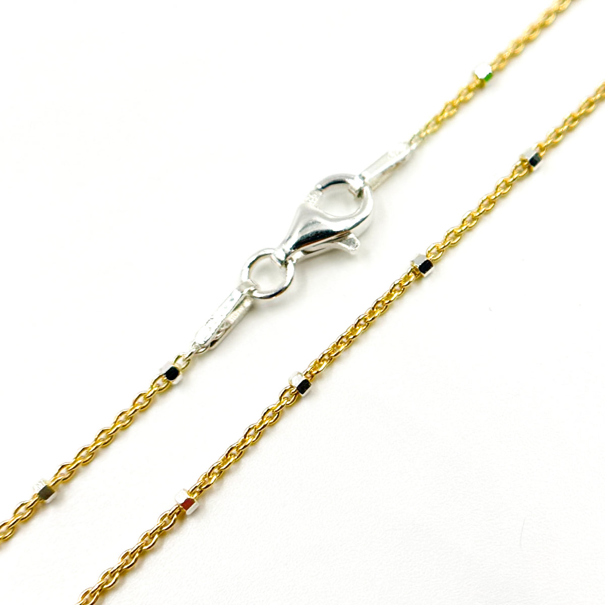 Gold Plated Sterling Silver Chain with Silver Cubes