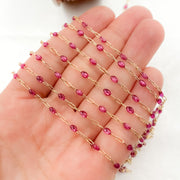 Gold Filled Wine Color Enamel Chain