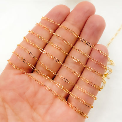 14K Yellow Gold Filled Flat Long and Short Chain