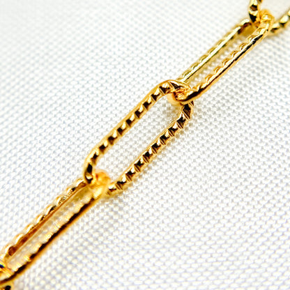 14K Gold Filled Hammered Paperclip Chain