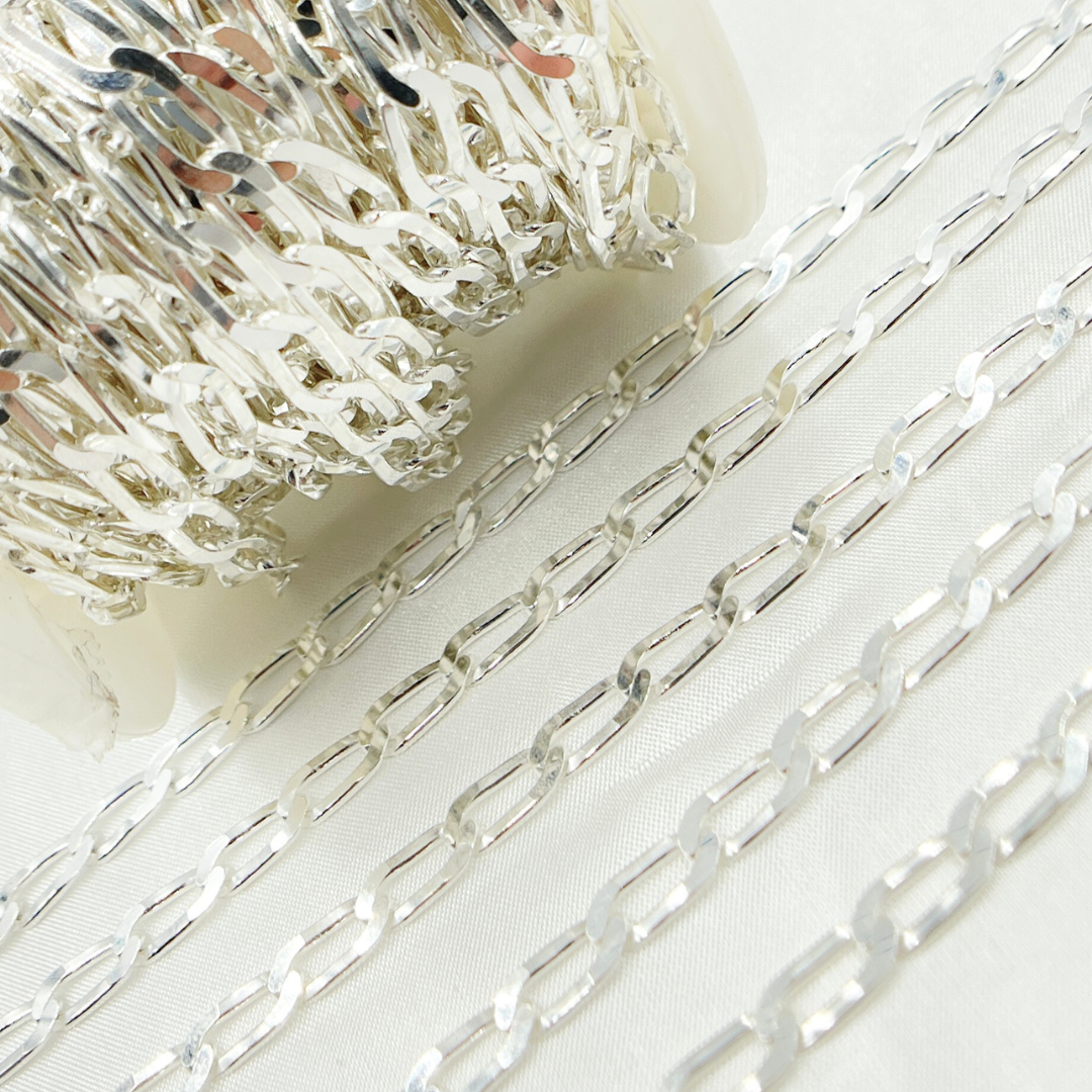 Z61SS. 925 Sterling Silver Flat Curb Link Chain