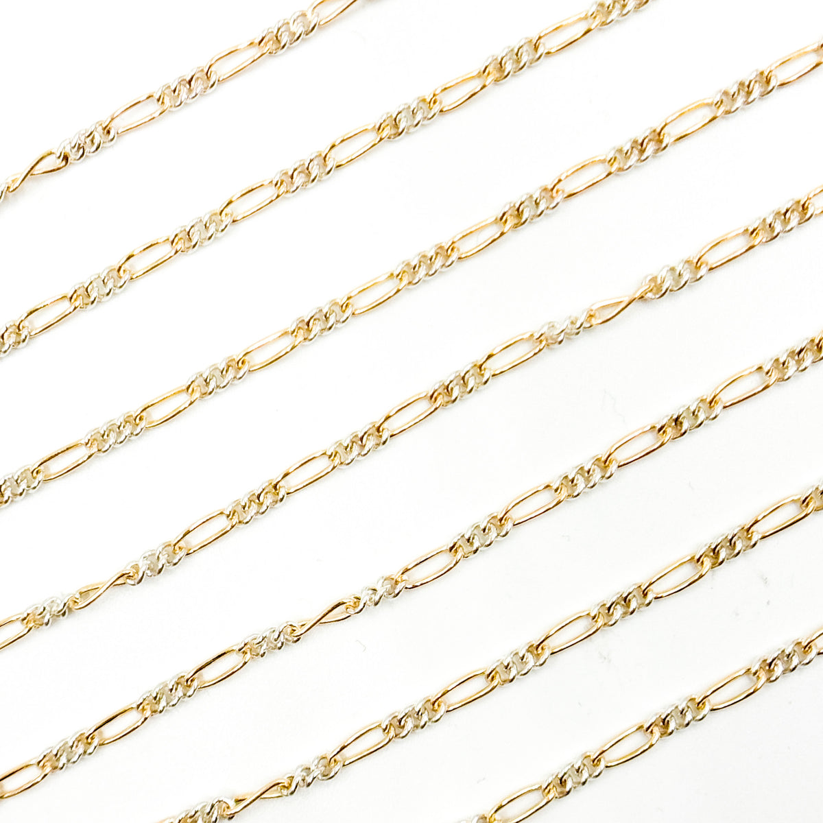 XM/2531C/SP. 14k Gold Filled and Sterling Silver 1 Long and 3 Short Link Chain