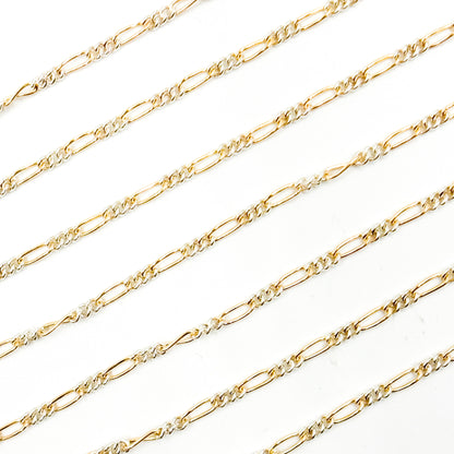 XM/2531C/SP. 14k Gold Filled and Sterling Silver 1 Long and 3 Short Link Chain