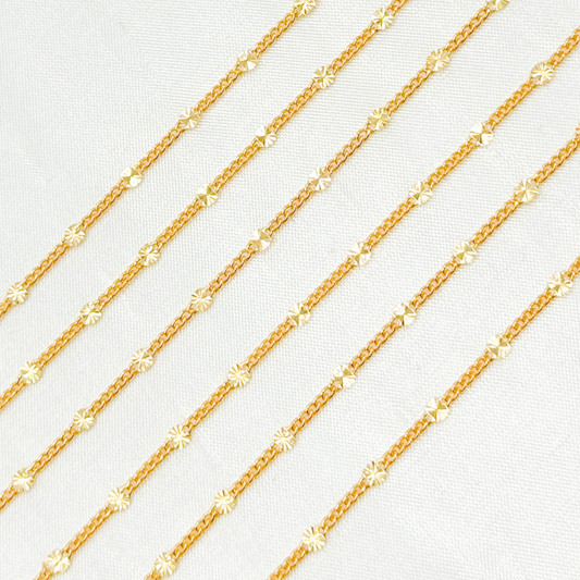 14k Gold Filled Curb and Diamond Cut Marina Link Chain