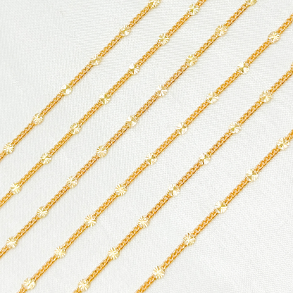 14k Gold Filled Curb and Diamond Cut Marina Link Chain