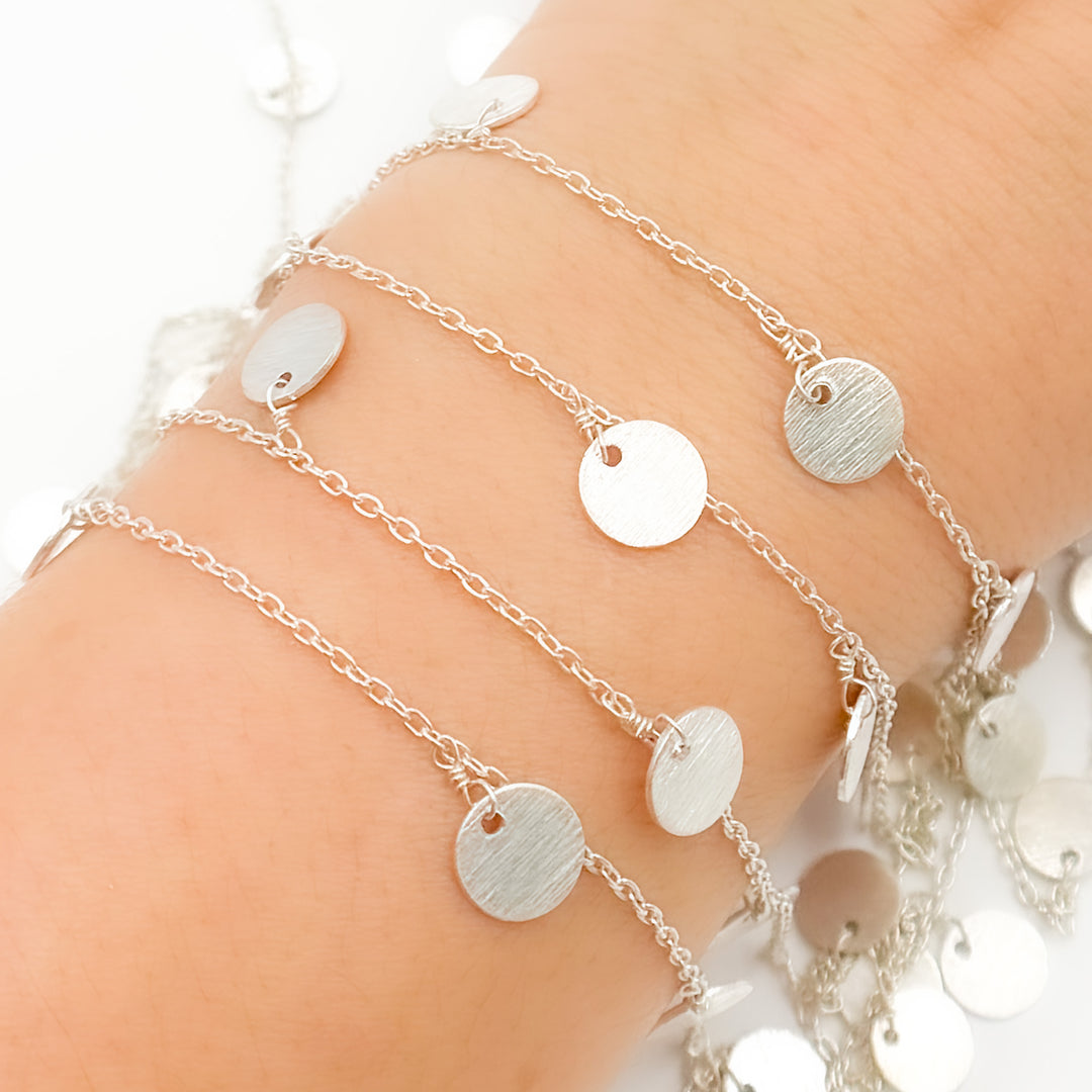 Sterling Silver Disc Dangle Wire Chain