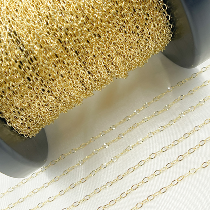 14k Solid Gold Diamond Cut Oval Link Chain