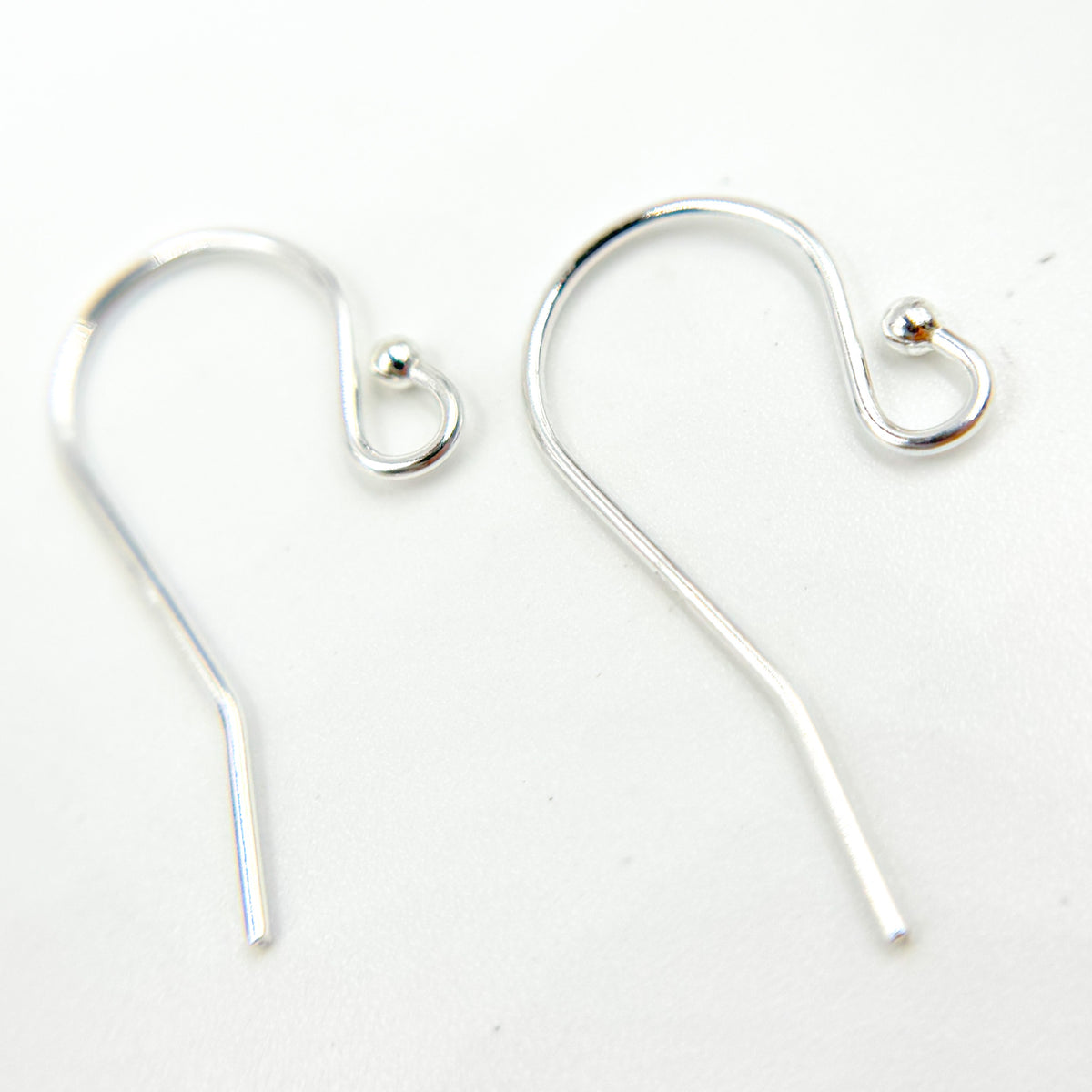 White Sterling Silver Ball End Ear Wire