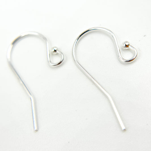 White Sterling Silver Ball End Ear Wire